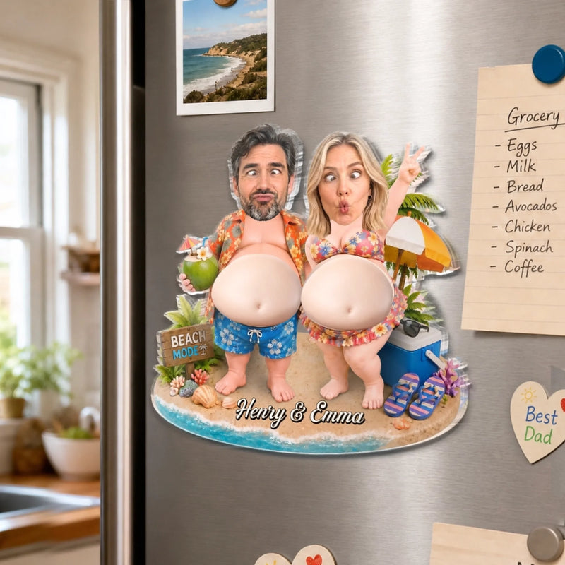 Custom Photo Squishy Acrylic Fridge Magnet – Personalized Summer Vacation And Travel Gifts For Husband And Wife, Him And Her - Living Our Best Beach Life