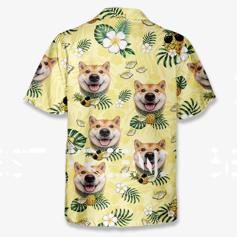 Custom Photo Unisex Tropical Hawaiian Aloha Shirt - Personalized Summer Vacation And Travel Gifts For Dog Cat Lovers, Dog Dad And Mom, Cat Owners - Beach Bum With Paws