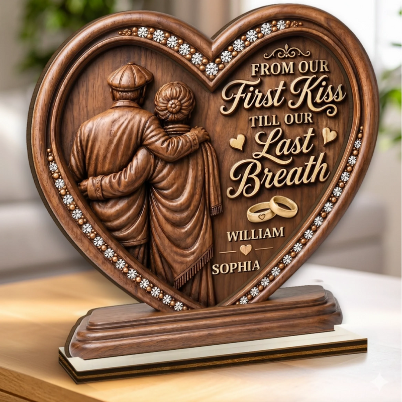 Custom 2-Layered Wooden Plaque - Personalized Anniversary Wedding Gifts For Husband And Wife, Him And Her - Every Chapter, Together
