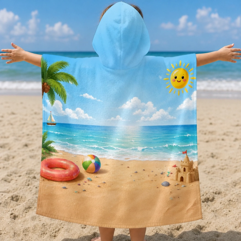 Custom Poncho Beach Towel - Personalized Summer Vacation And Travel Gifts For Women, Men, Kids - Find Me At The Beach