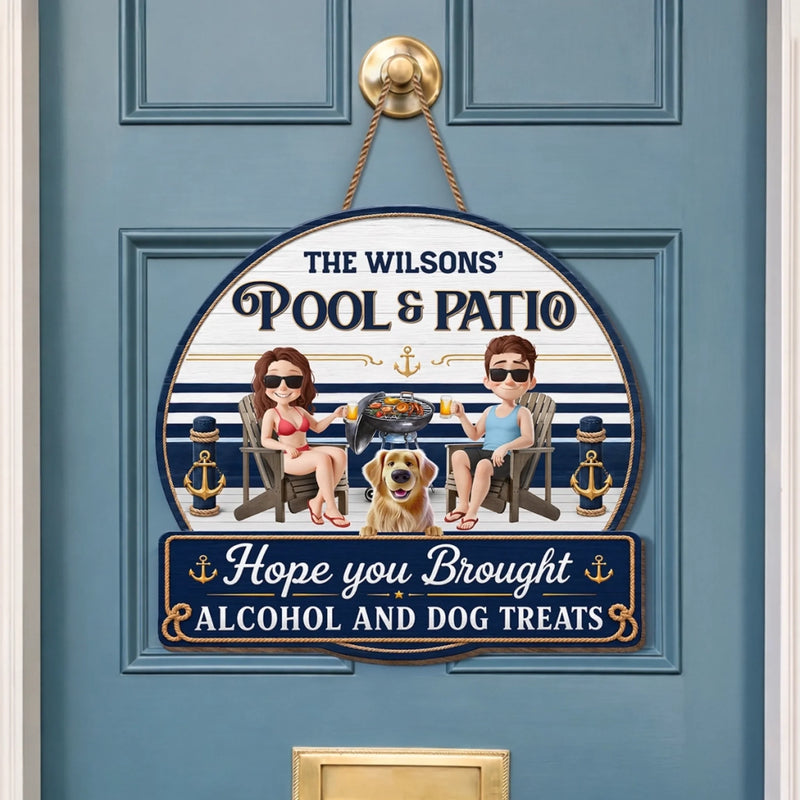 Custom Wood Sign - Personalized Summer Vacation And Travel Gifts For Husband And Wife, Dog Dad And Mom - Sipping Beers With My Furry Bestie