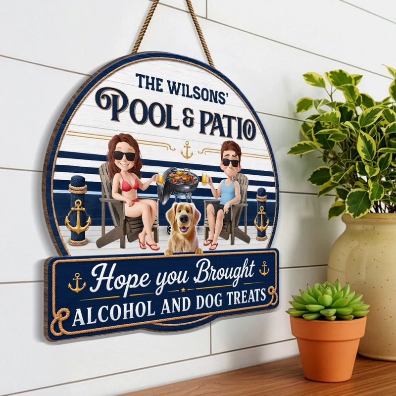 Custom Wood Sign - Personalized Summer Vacation And Travel Gifts For Husband And Wife, Dog Dad And Mom - Sipping Beers With My Furry Bestie