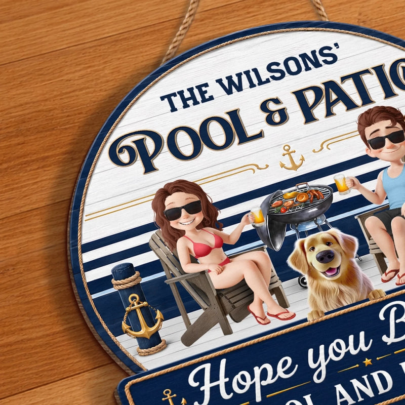 Custom Wood Sign - Personalized Summer Vacation And Travel Gifts For Husband And Wife, Dog Dad And Mom - Sipping Beers With My Furry Bestie