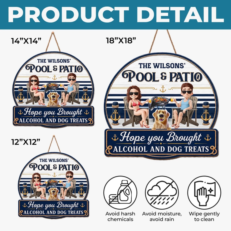 Custom Wood Sign - Personalized Summer Vacation And Travel Gifts For Husband And Wife, Dog Dad And Mom - Sipping Beers With My Furry Bestie