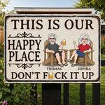 Custom Home Decor Metal Sign - Personalized Summer Vacation And Travel Gifts For Husband, Wife, Couple - This Is Our Happy Place
