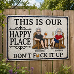 Custom Home Decor Metal Sign - Personalized Summer Vacation And Travel Gifts For Husband, Wife, Couple - This Is Our Happy Place