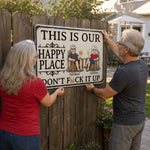 Custom Home Decor Metal Sign - Personalized Summer Vacation And Travel Gifts For Husband, Wife, Couple - This Is Our Happy Place