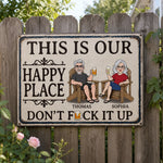 Custom Home Decor Metal Sign - Personalized Summer Vacation And Travel Gifts For Husband, Wife, Couple - This Is Our Happy Place