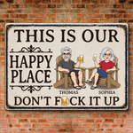 Custom Home Decor Metal Sign - Personalized Summer Vacation And Travel Gifts For Husband, Wife, Couple - This Is Our Happy Place
