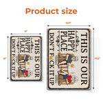 Custom Home Decor Metal Sign - Personalized Summer Vacation And Travel Gifts For Husband, Wife, Couple - This Is Our Happy Place