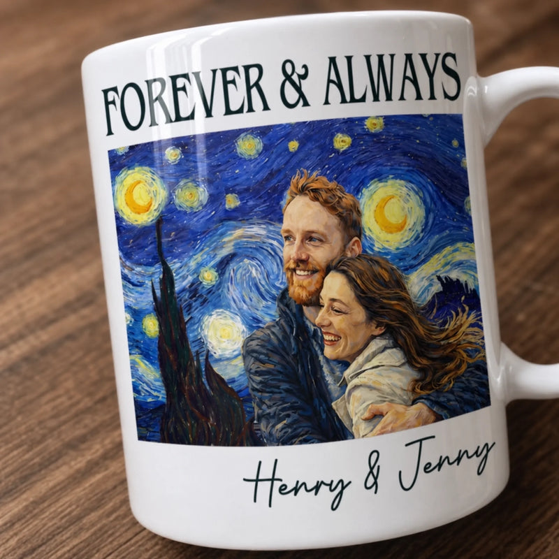 Custom Photo Mug - Personalized Anniversary Wedding Gifts For Husband And Wife, Him And Her - Forever To Go