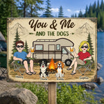 Custom Home Decor Metal Sign - Personalized Anniversary Wedding Camping Gifts For Campers, Couple, Dog Lovers - Woods Wanderers Together Forever