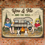 Custom Home Decor Metal Sign - Personalized Anniversary Wedding Camping Gifts For Campers, Couple, Dog Lovers - Woods Wanderers Together Forever