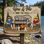 Custom Home Decor Metal Sign - Personalized Anniversary Wedding Camping Gifts For Campers, Couple, Dog Lovers - Woods Wanderers Together Forever