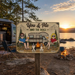 Custom Home Decor Metal Sign - Personalized Anniversary Wedding Camping Gifts For Campers, Couple, Dog Lovers - Woods Wanderers Together Forever