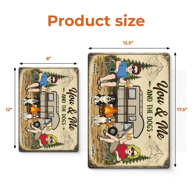 Custom Home Decor Metal Sign - Personalized Anniversary Wedding Camping Gifts For Campers, Couple, Dog Lovers - Woods Wanderers Together Forever