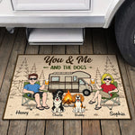 Custom Home Decor Decorative Mat - Personalized Anniversary Wedding Camping Gifts For Campers, Couple, Dog Lovers - Chillin By The Fire