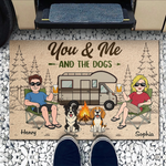 Custom Home Decor Decorative Mat - Personalized Anniversary Wedding Camping Gifts For Campers, Couple, Dog Lovers - Chillin By The Fire