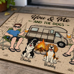Custom Home Decor Decorative Mat - Personalized Anniversary Wedding Camping Gifts For Campers, Couple, Dog Lovers - Chillin By The Fire