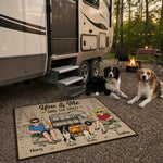 Custom Home Decor Decorative Mat - Personalized Anniversary Wedding Camping Gifts For Campers, Couple, Dog Lovers - Chillin By The Fire