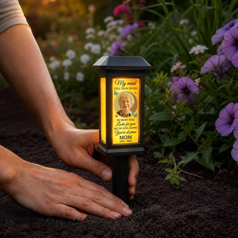 Custom Photo Solar Garden Light - Personalized Memorial Sympathy Gifts For Loss Of Mom, Dad - Always Loved, Forever Missed
