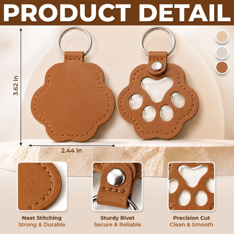 Custom Photo Leather Pet Hair Keychain - Personalized Pet Memorial Sympathy Gifts For Dogs, Cats - Love Never Leaves