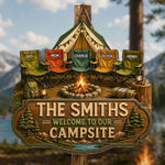 Custom Wood Sign - Personalized Birthday Camping Gifts For Family - Family Adventures