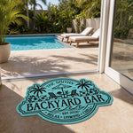 Custom Poolside Shaped Doormat - Personalized Summer Vacation And Travel Gifts For Family - Welcome To Our Happy Place