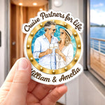 Custom Photo Cruise Ship Door Magnet - Personalized Summer Vacation And Travel Gifts For Husband, Wife, Cruise Lovers - Our Cabin, Our Happy Place