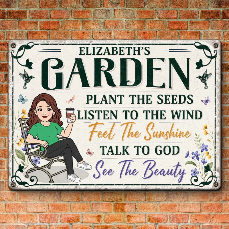 Custom Home Decor Metal Sign - Personalized  Birthday Garden Gifts For Gardeners, Women - My Happy Place Only