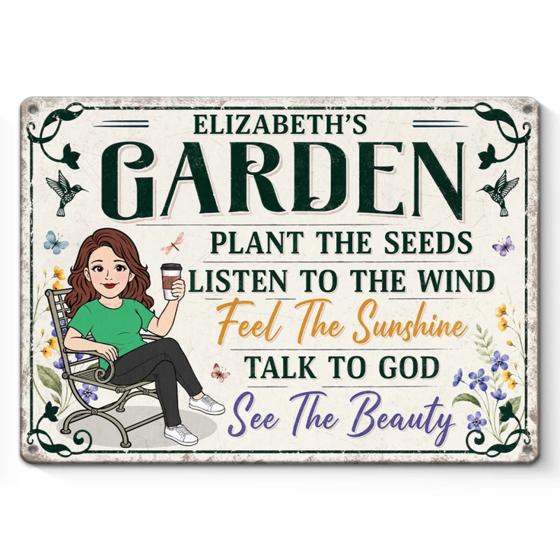 Custom Home Decor Metal Sign - Personalized  Birthday Garden Gifts For Gardeners, Women - My Happy Place Only