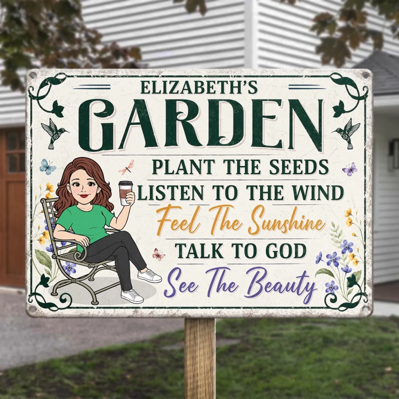 Custom Home Decor Metal Sign - Personalized  Birthday Garden Gifts For Gardeners, Women - My Happy Place Only