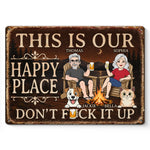 Custom Home Decor Metal Sign - Personalized  Anniversary Wedding Camping Gifts For Campers, Couple, Pet Lovers - Campfires, Drinks And Furry Chaos