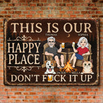 Custom Home Decor Metal Sign - Personalized  Anniversary Wedding Camping Gifts For Campers, Couple, Pet Lovers - Campfires, Drinks And Furry Chaos