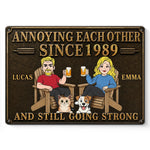 Custom Home Decor Metal Sign - Personalized  Anniversary Wedding Camping Gifts For Couple, Dog Lovers, Cat Lovers - Cheers To Annoying You Forever