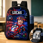 Custom Photo Kids Front Printed Backpack - Personalized Back To School Gifts For Kids, Gamers - Little Driver Ahead