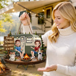 Custom Wood Sign - Personalized Birthday Camping Gifts For Campers, Couple, Dog Lovers - Happy Campers And Furry Friends