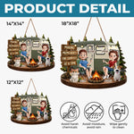Custom Wood Sign - Personalized Birthday Camping Gifts For Campers, Couple, Dog Lovers - Happy Campers And Furry Friends