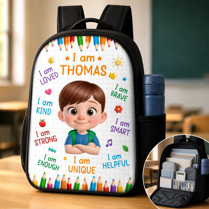 Custom Kids Front Printed Backpack - Personalized Back To School Gifts For Kids - I Am Strong