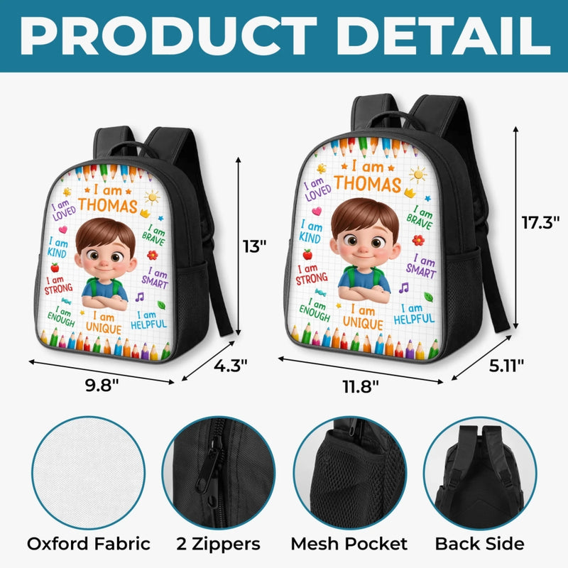 Custom Kids Front Printed Backpack - Personalized Back To School Gifts For Kids - I Am Strong