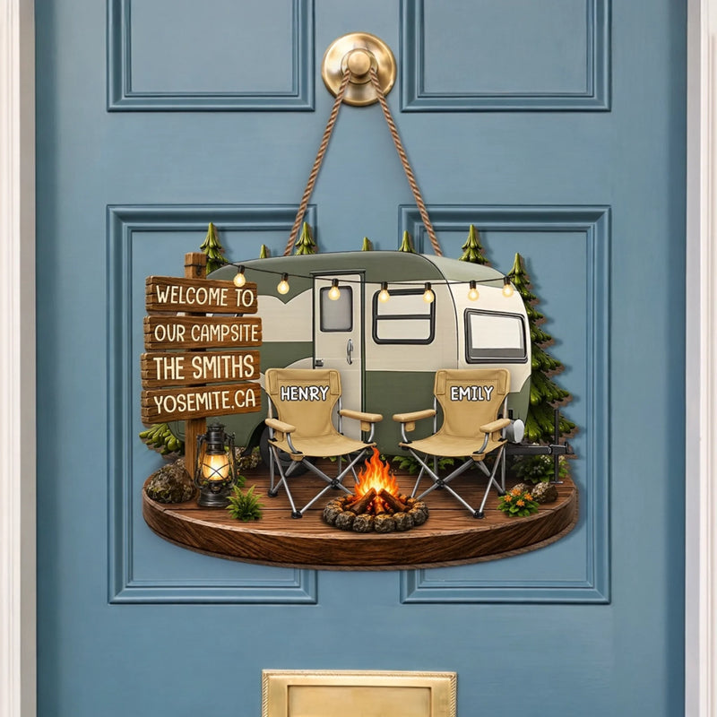 Custom Wood Sign - Personalized Birthday Camping Gifts For Family - Welcome To Our Campsite