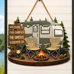 Custom Wood Sign - Personalized Birthday Camping Gifts For Family - Welcome To Our Campsite