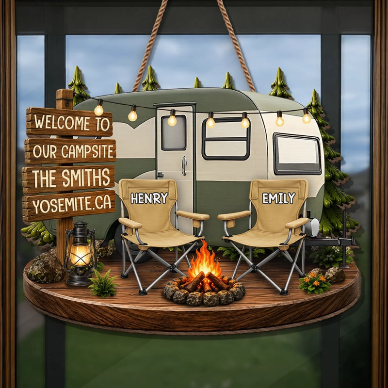 Custom Wood Sign - Personalized Birthday Camping Gifts For Family - Welcome To Our Campsite