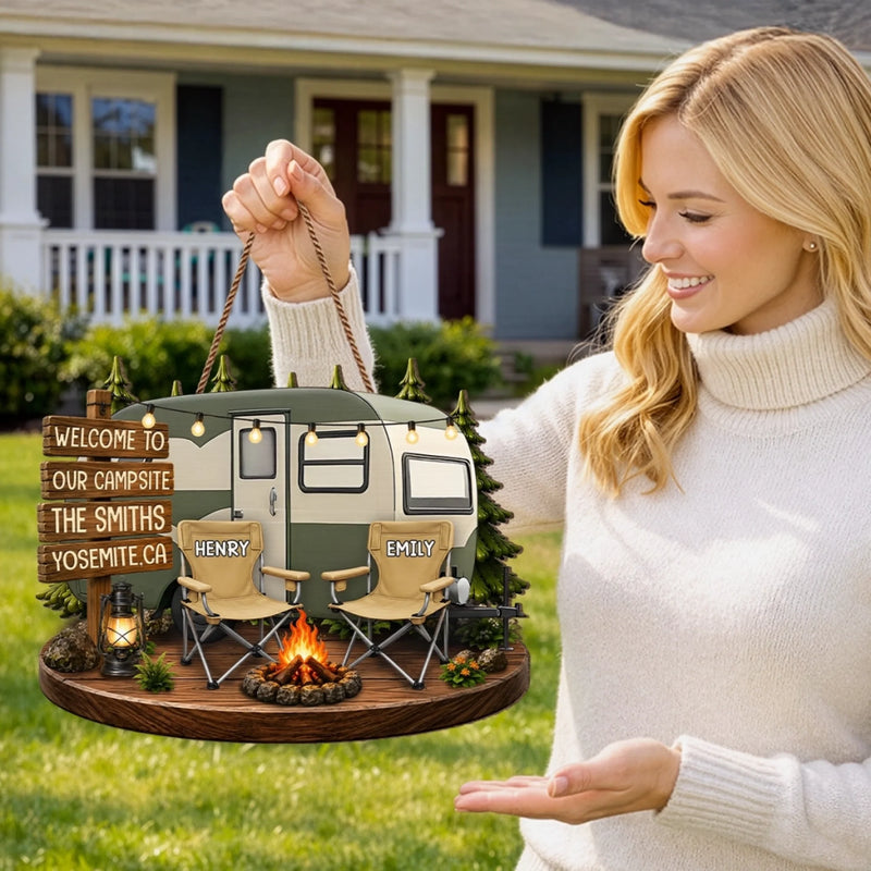 Custom Wood Sign - Personalized Birthday Camping Gifts For Family - Welcome To Our Campsite