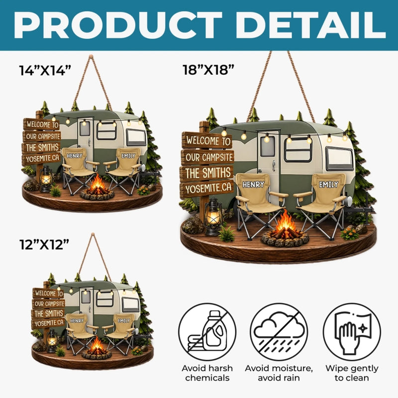 Custom Wood Sign - Personalized Birthday Camping Gifts For Family - Welcome To Our Campsite