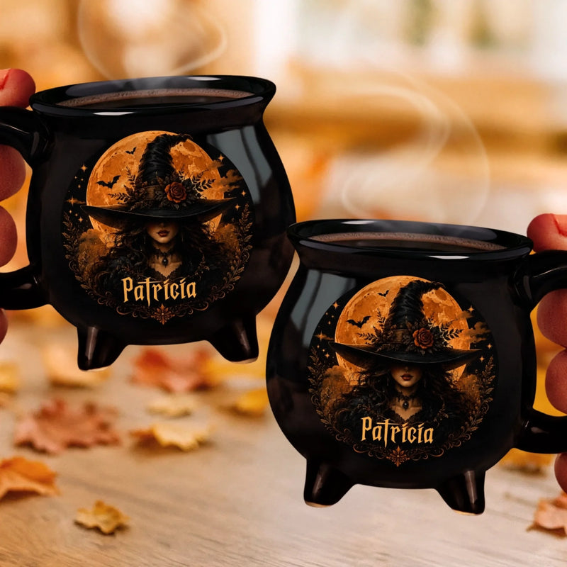 Custom 12oz Ceramic Cauldron Coffee Mug - Personalized Halloween Witchy Gifts For Women - Good Witch Energy