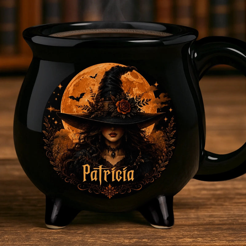 Custom 12oz Ceramic Cauldron Coffee Mug - Personalized Halloween Witchy Gifts For Women - Good Witch Energy