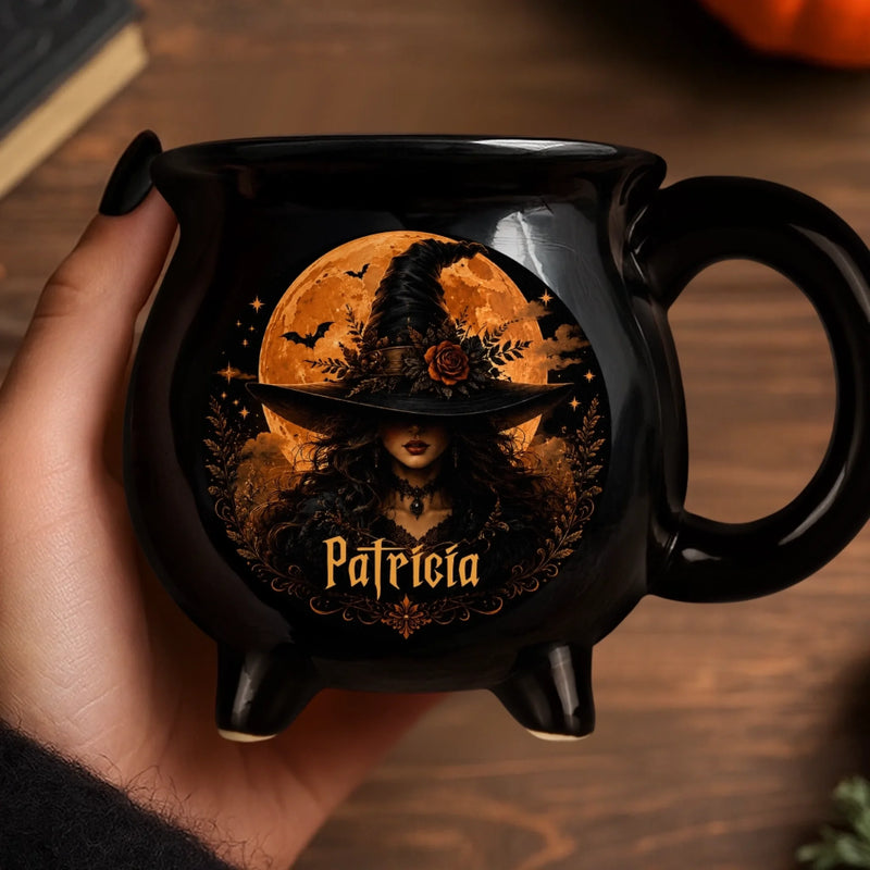 Custom 12oz Ceramic Cauldron Coffee Mug - Personalized Halloween Witchy Gifts For Women - Good Witch Energy
