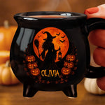 Custom 12oz Ceramic Cauldron Coffee Mug - Personalized Halloween Witchy Gifts For Women - Spells & Smiles