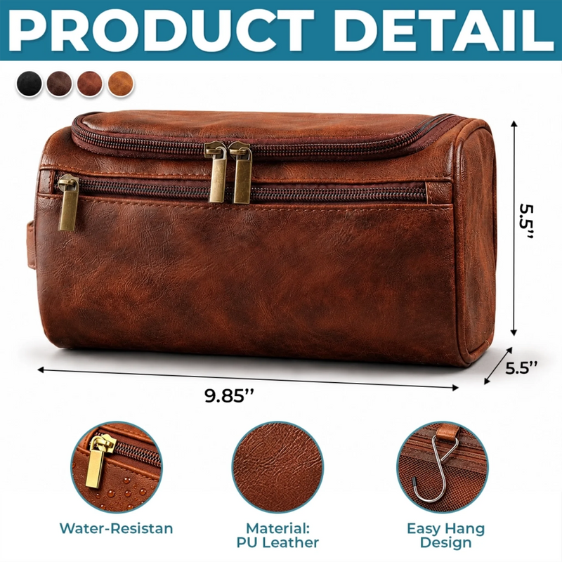 Custom Leather Toiletry Bag - Personalized Birthday Gifts For Grandson - Keep Kindness In Your Heart